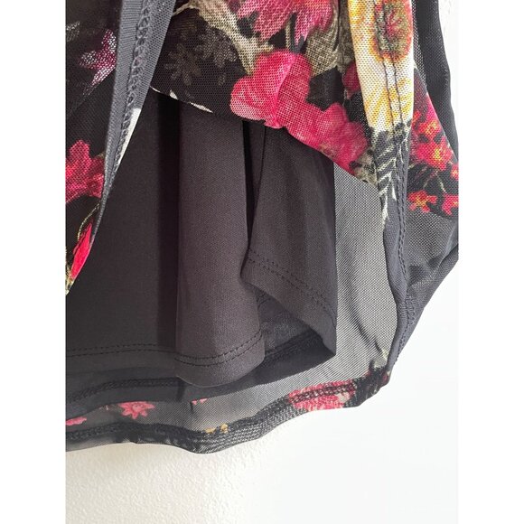 No Boundaries Mesh Rose Print Blouse Juniors XS-1 Black/Red Y2K - Picture 4 of 7